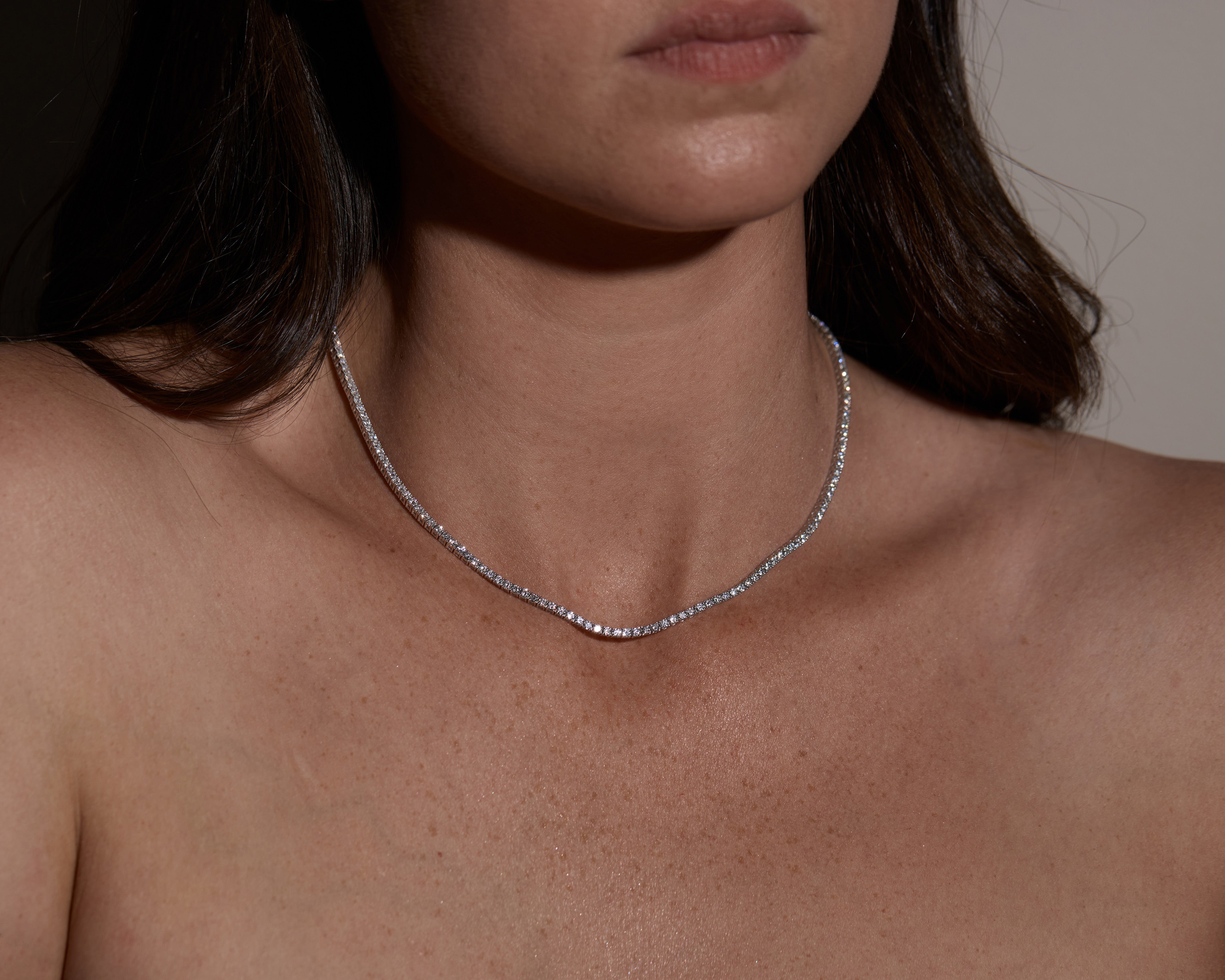 Classic Box Set Diamond Tennis Necklace