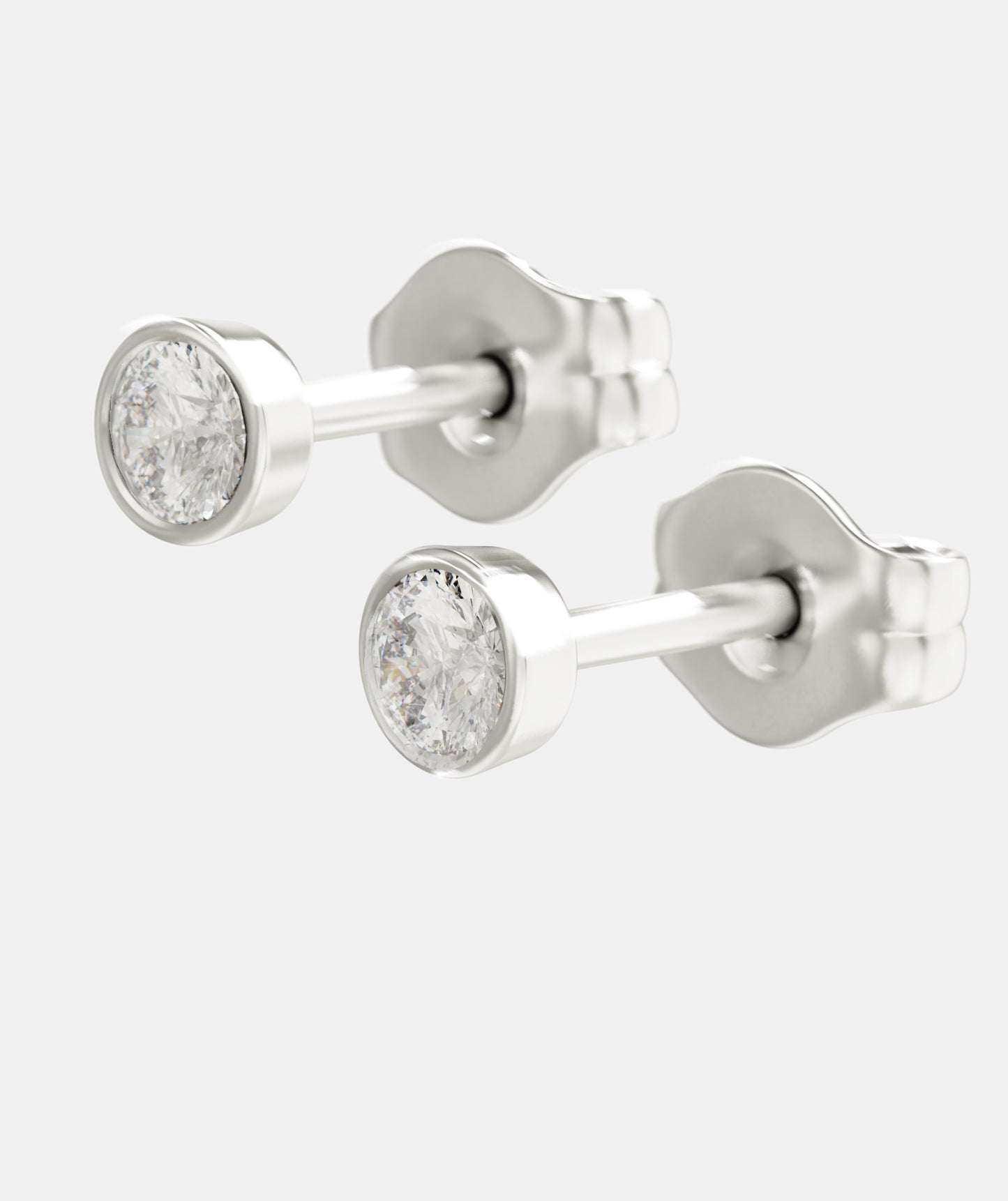 Classic Fancy Mini Diamond Studs, Bezel Set