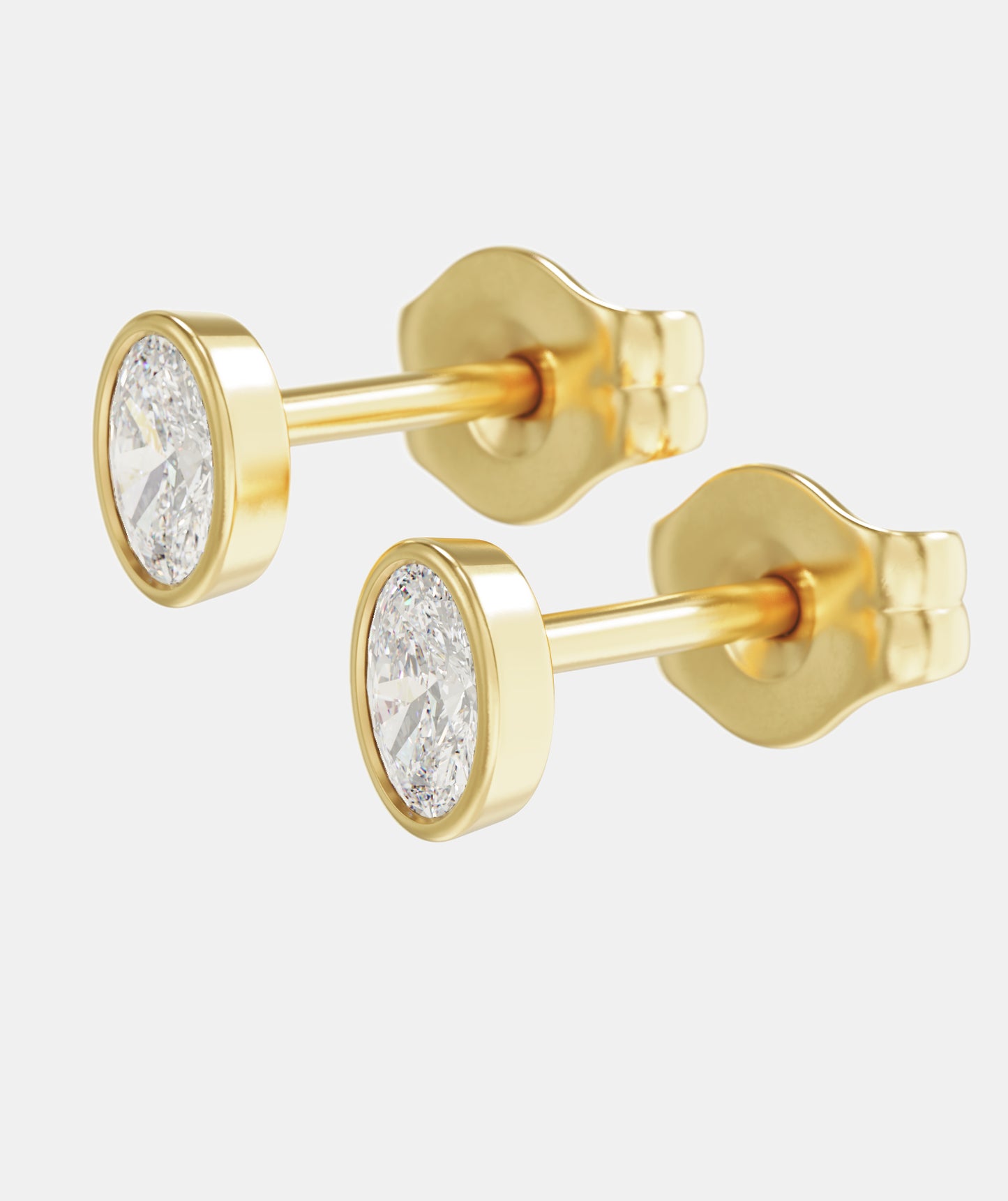 Classic Fancy Mini Diamond Studs, Bezel Set