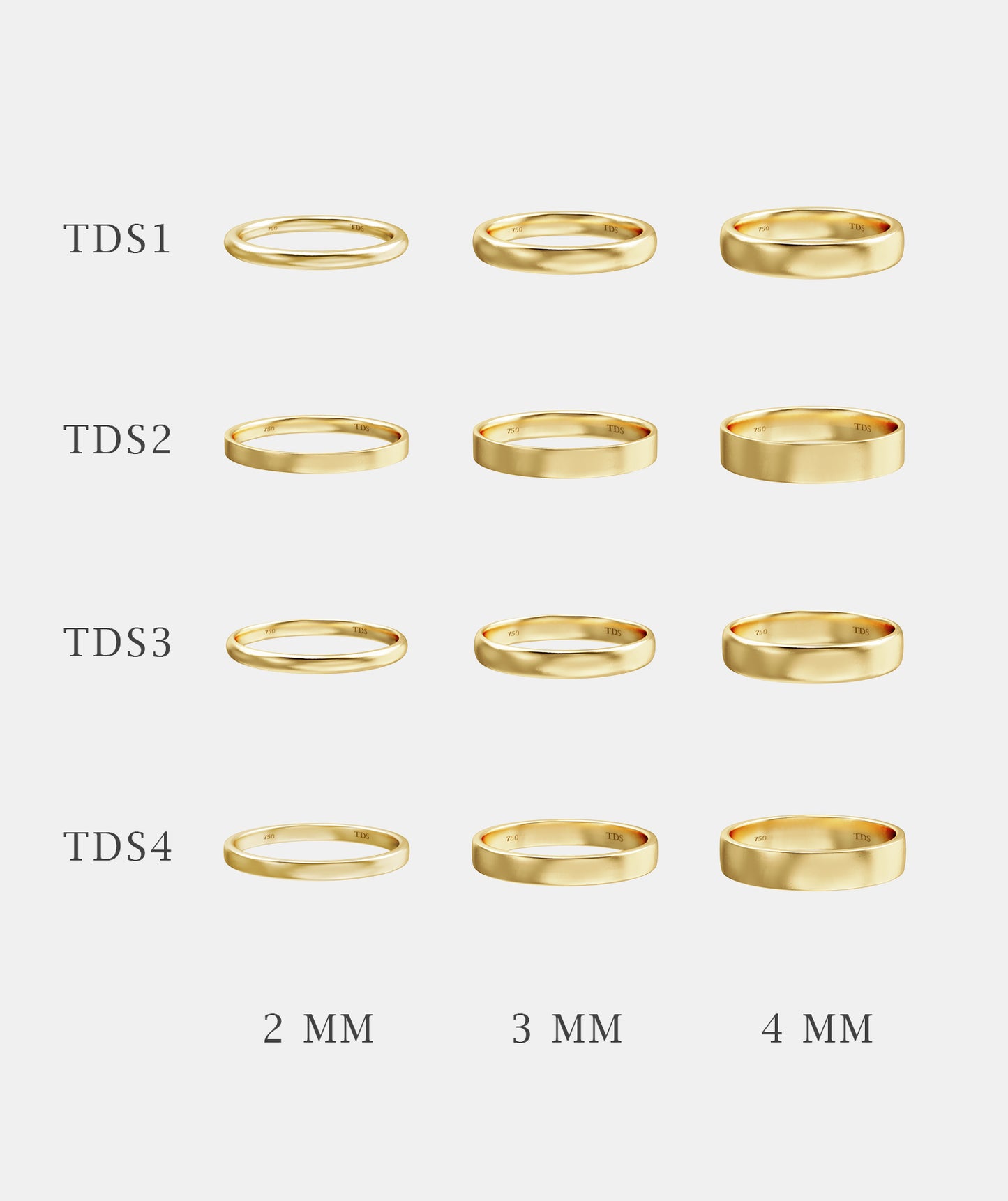 Classic Plain Deep Quarter Round Wedding Band - Deluxe Weight (TDS4)
